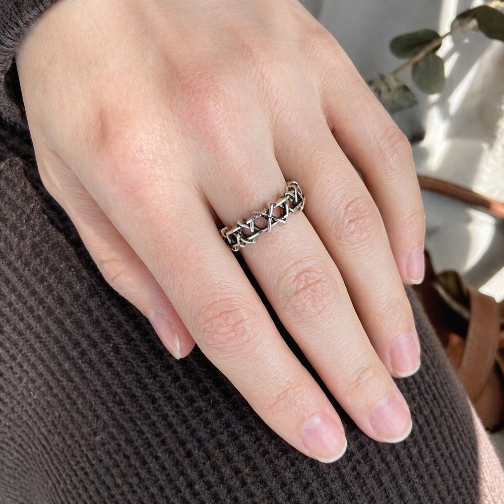 Silver Tone‎ Star of David Adjustable Ring Judaica Jewish Jewelry Size 7